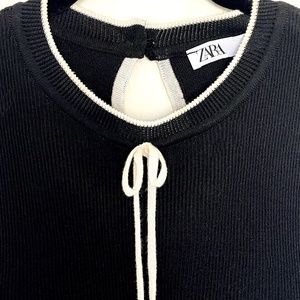 3 Tiered Knit Tank Top, Black with White Piping